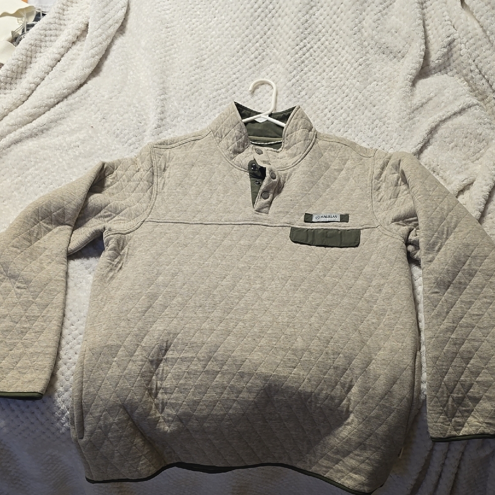 Magellan Gray Crewneck Sweater with Quilted Texture